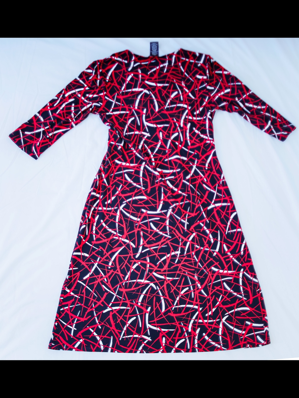 George Red, Black & White Abstract-Print Midi Dress